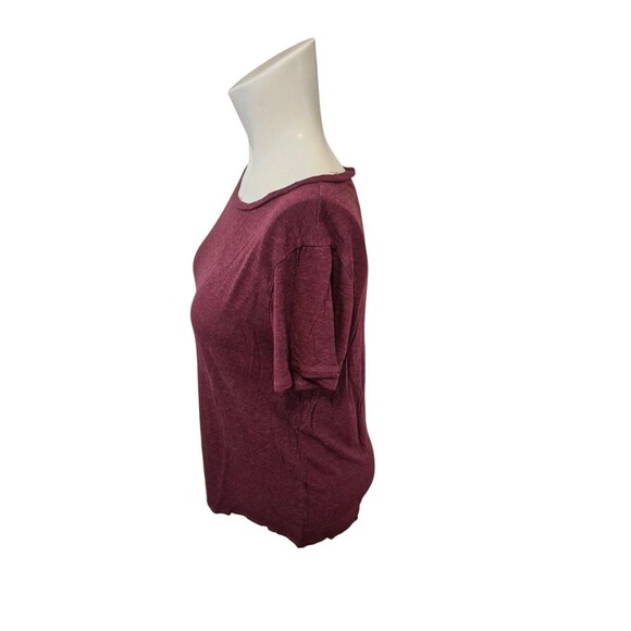 Rag and bone Slub Linen Tee Linen Tshirt Boat Neck Burgundy Sz S - Picture 2 of 4